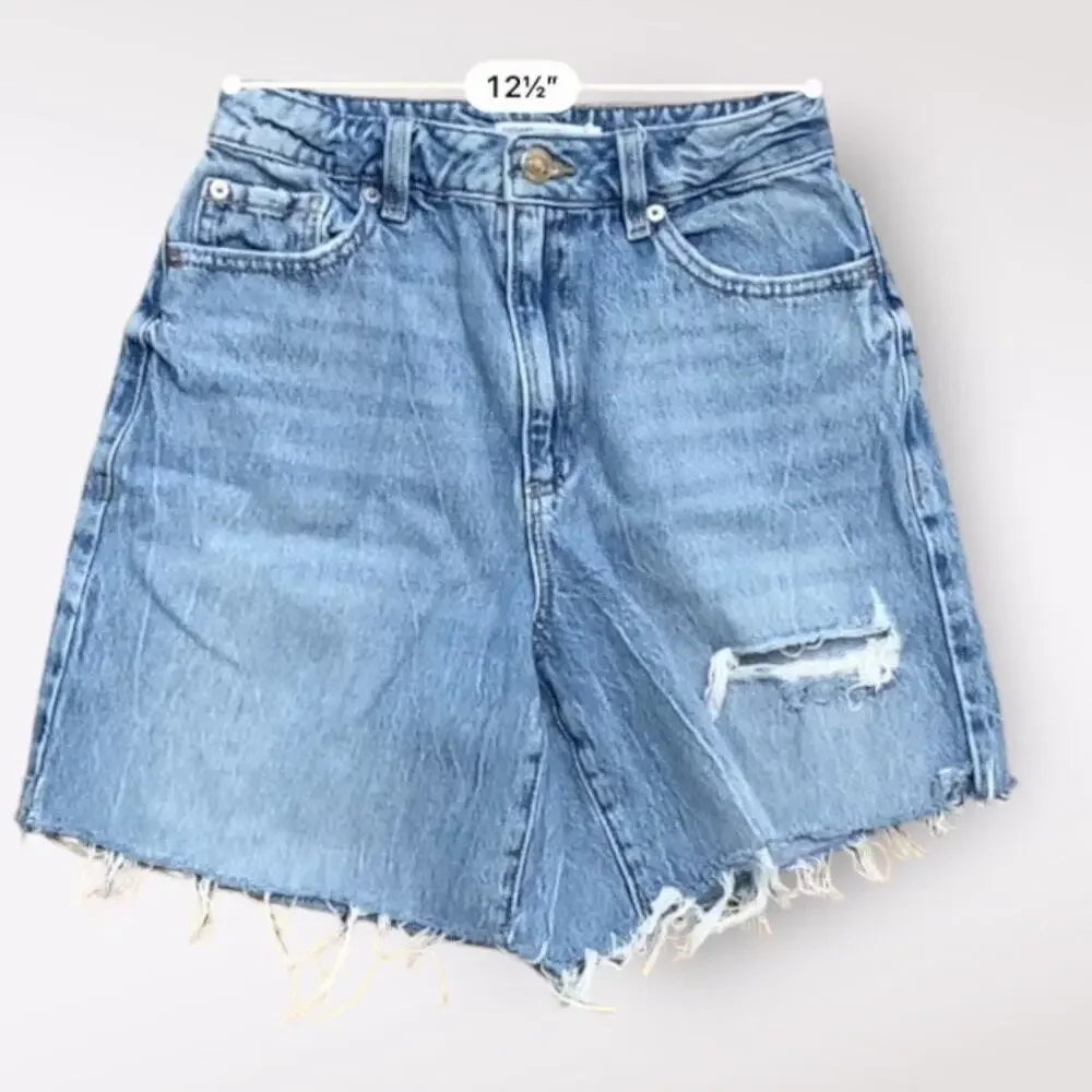 Garage Denim Wide Leg Distressed Shorts Womens Size 3‎ Blue Streetwear